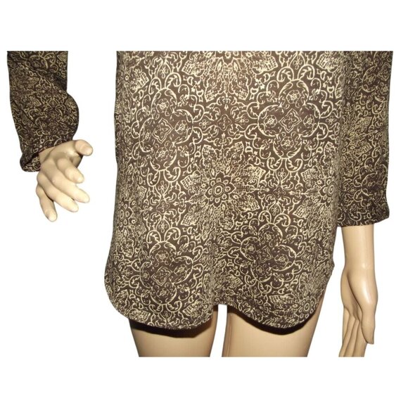Lucky Brand John Robshaw Top Womens Sz Medium Brown floral print Henley pullover - Picture 6 of 10